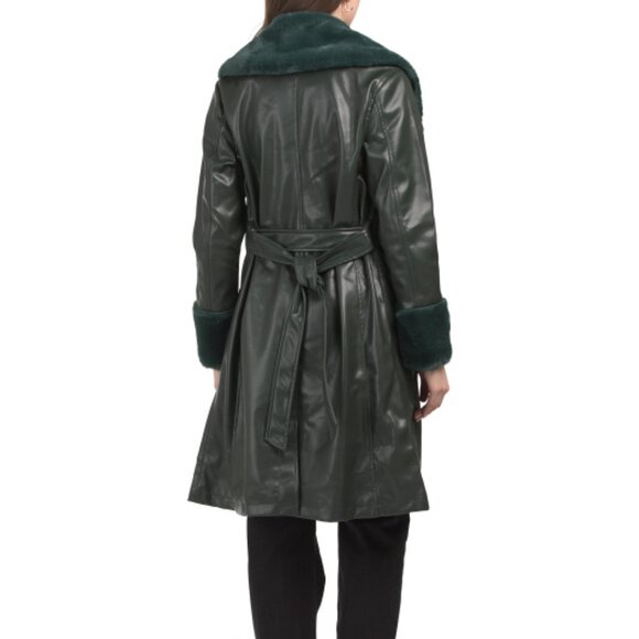 BLANK NYC Good Night Moon Trench Coat With Faux Fur Collar - Picture 4 of 4